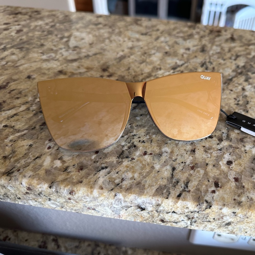 Quay Come Thru Cat eye Black and Gold Sunglasses